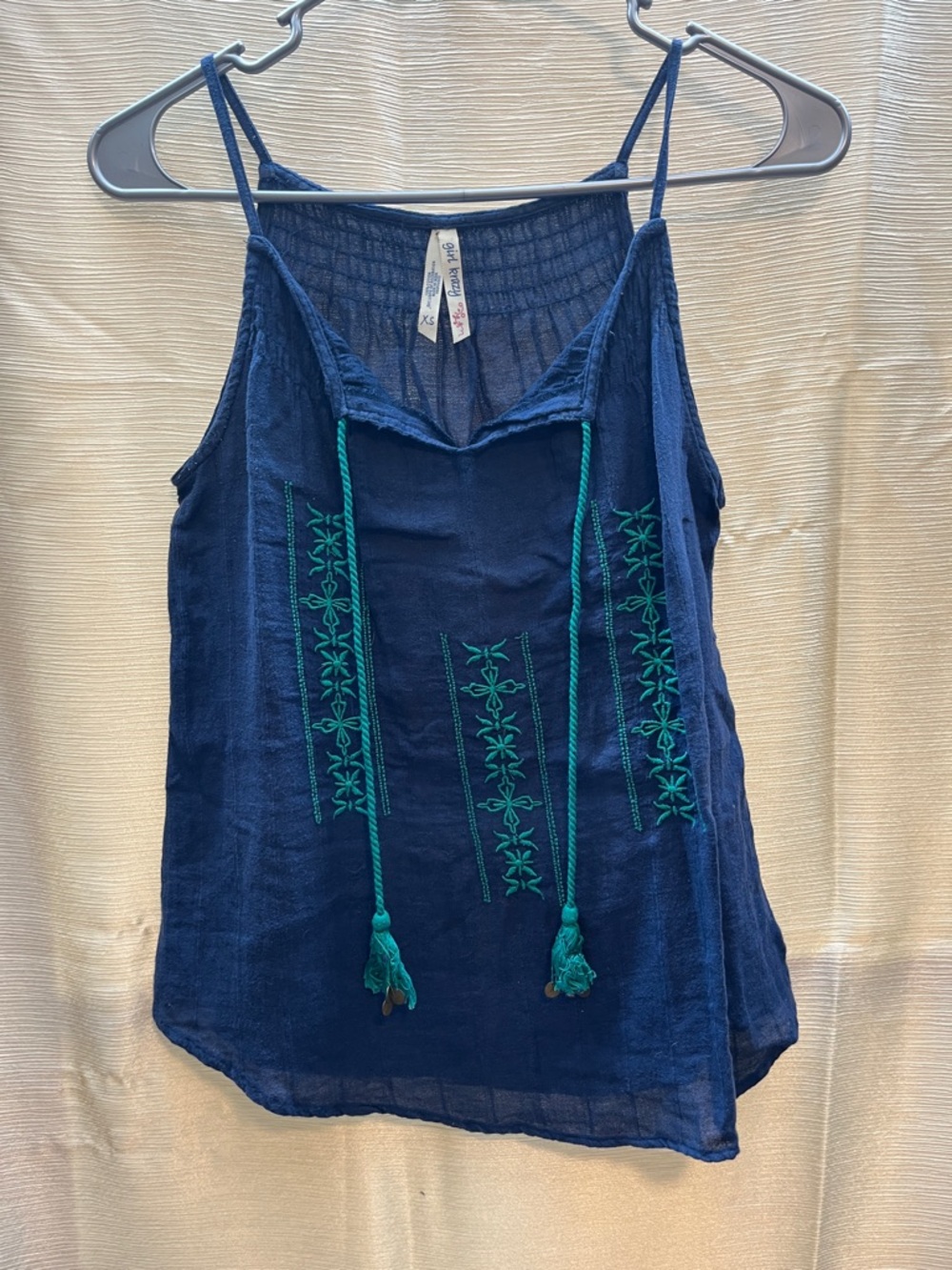 girl krazy Navy Blue Tank with Teal Embroidery